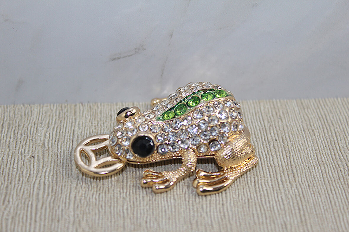 Swarovski Taşlı Minik Figür - Kurbağa 