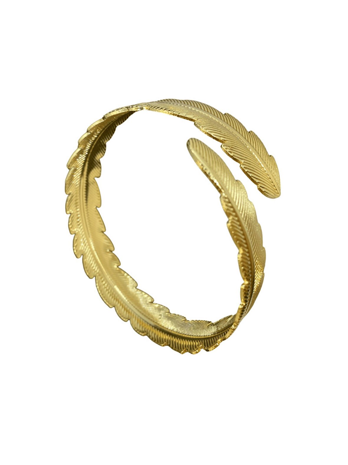 Altın Renk Kaplama Tüy Desenli Pazu Bileklik – Kadın Bijuteri – Ayarlanabilir Şık Aksesuar