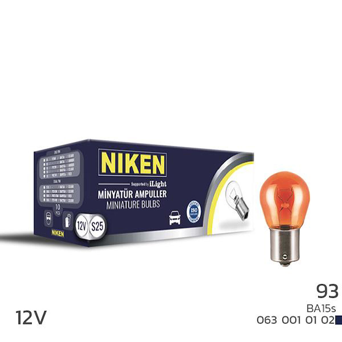 NIKEN 93 AMPUL DÜZ BA15S PY21W AMBE 125 10LU (10 ADET)