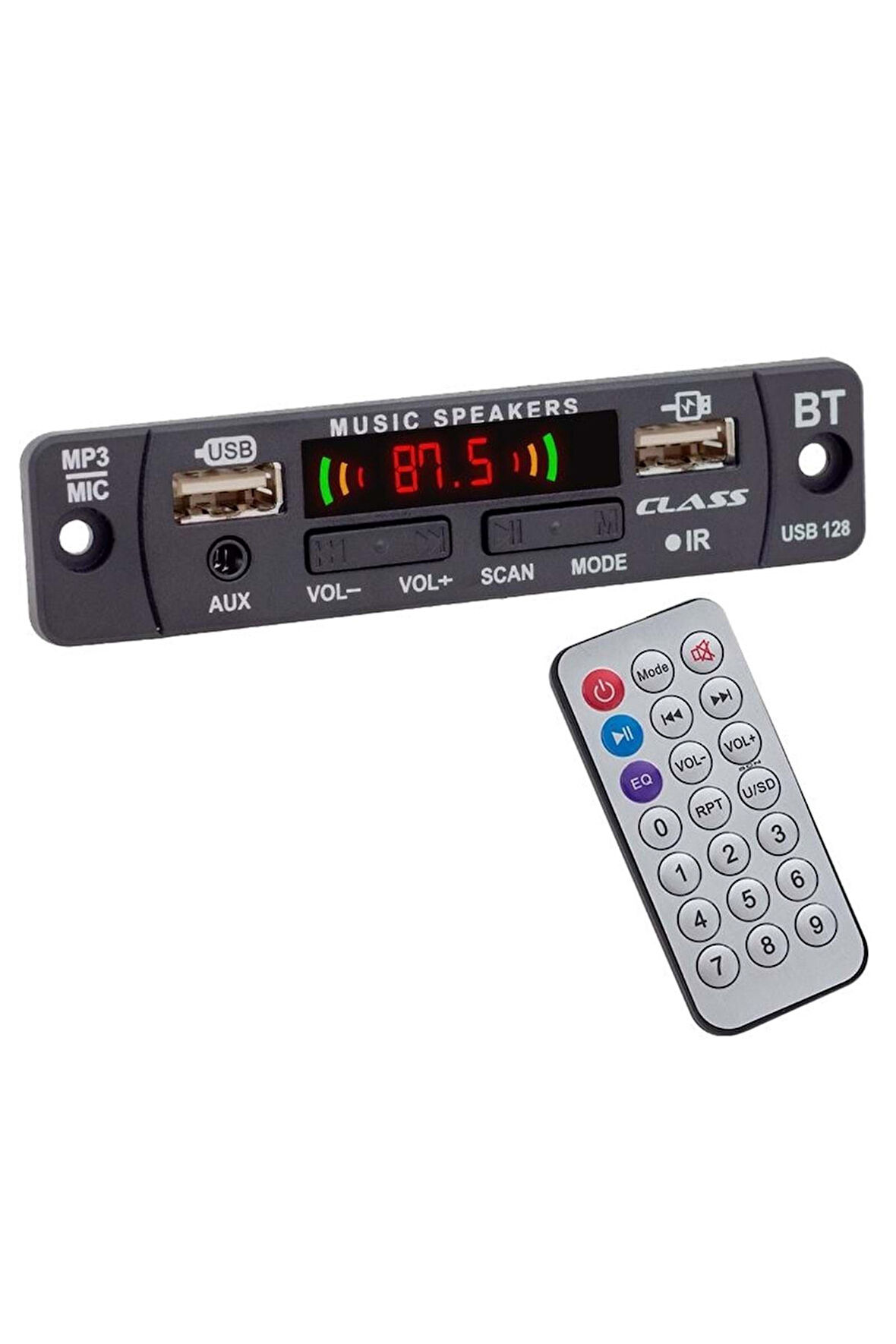 Usb-128 Usb-mıc-aux-bluetooth Kumandalı Çevirici Dijital Player Board