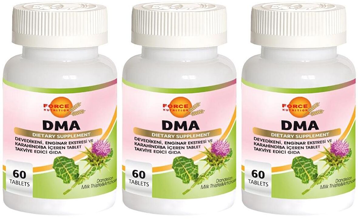 DMA 3x60 Tablet Dandelion Milk Thistle Artichoke Deve Dikeni Karahindiba Enginar