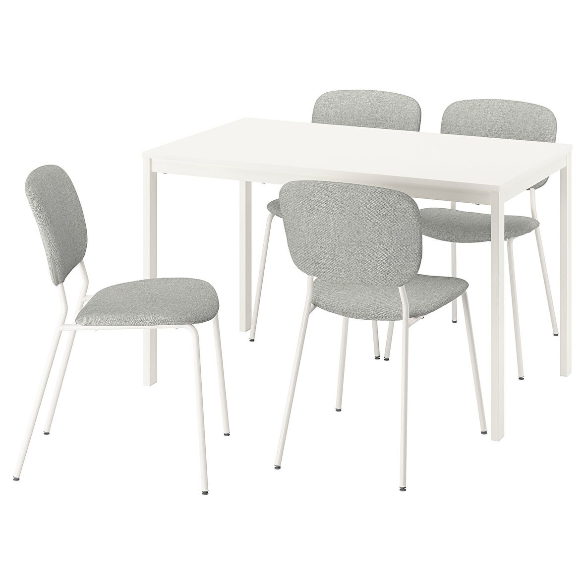 Yemek masası takımı, beyaz-Tibbleby bej/gri, 4 sandalyeli, açılabilir, 120/180x74 cm