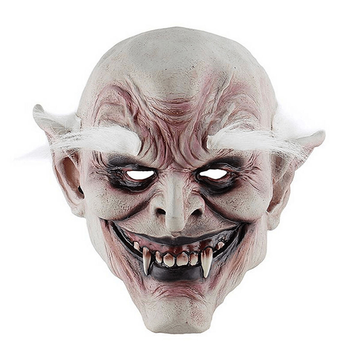 Korku Zombi Maskesi Beyaz Saçlı Kaşlı Lateks Vampir Maskesi Et Maske - Lisinya