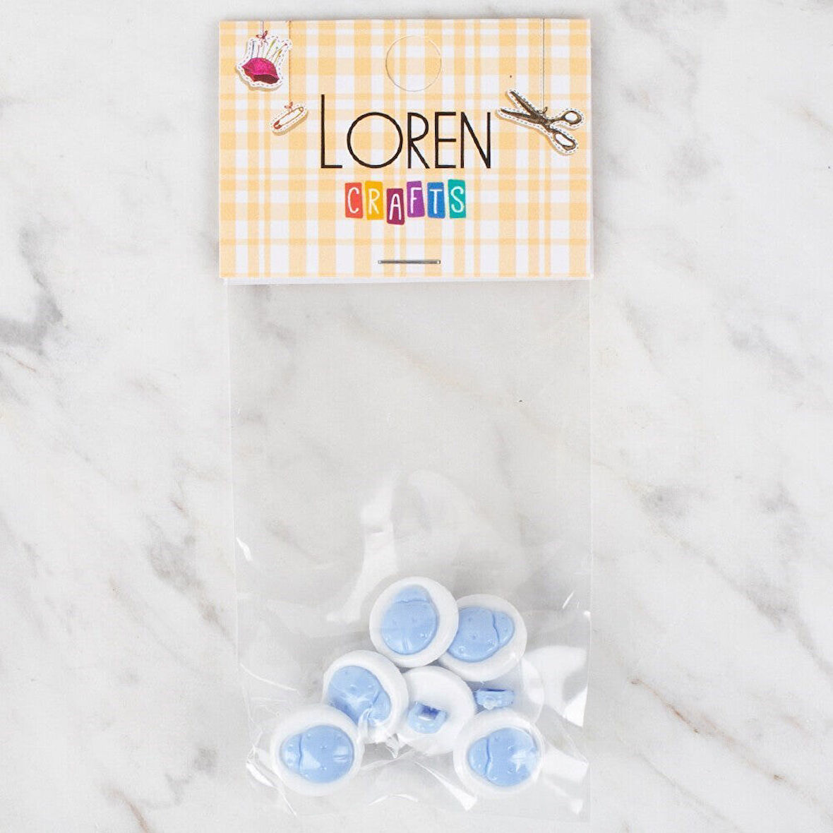 Loren Crafts 8 li Açık Mavi Uğur Böceği Düğme - 64