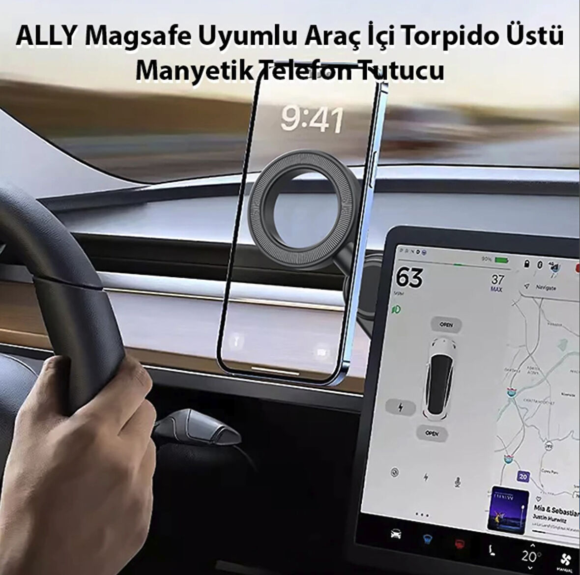 Sarsıntı önleyici 360 derece magsafe araç içi telefon tutucu manyetik araba telefon tutucu