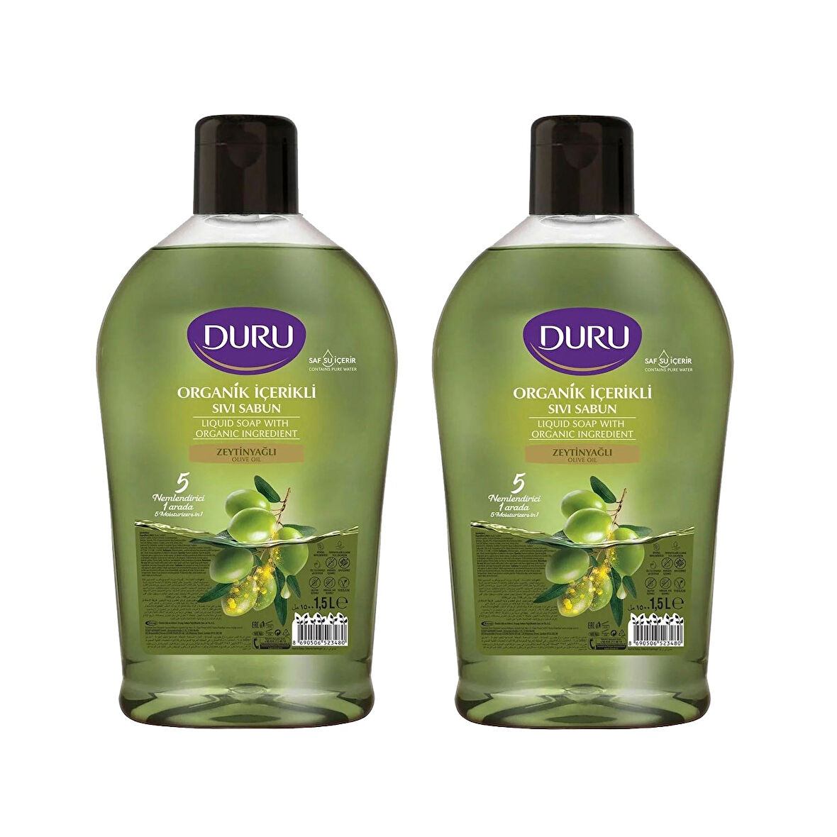Duru Sıvı Sabun Organik İçerikli Zeytinyağlı 1500 ml x 2 adet
