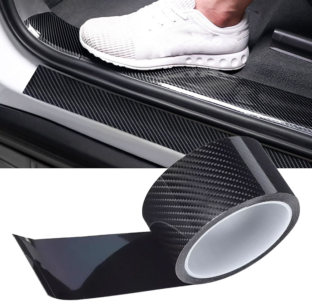 Kapı Eşiği Tampon Bagaj Koruma Folyosu Karbon Folyo 5cmx5m Siyah