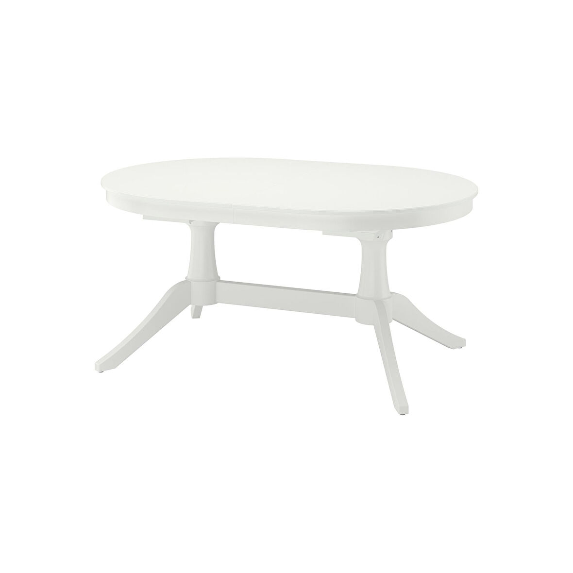 Oval yemek masası, beyaz, 6-8 kişilik, 160/215x110 cm