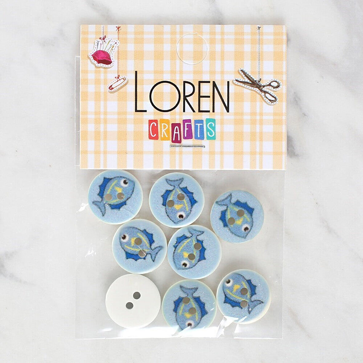 Loren Crafts 8'li Balık Düğme - 1160