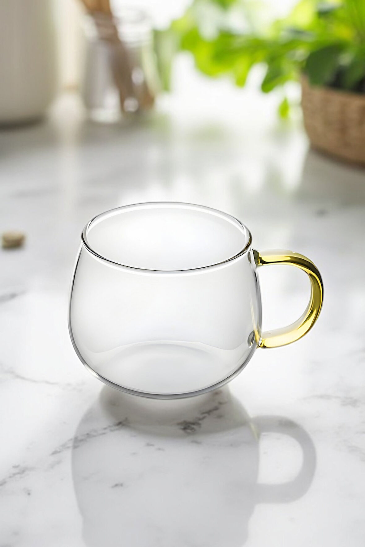 6'lı Borosılıkat Cam Kupa Kulplu Bardak | Ev Ofis Çay, Kahve, Meşrubat, Bardağı 350ml