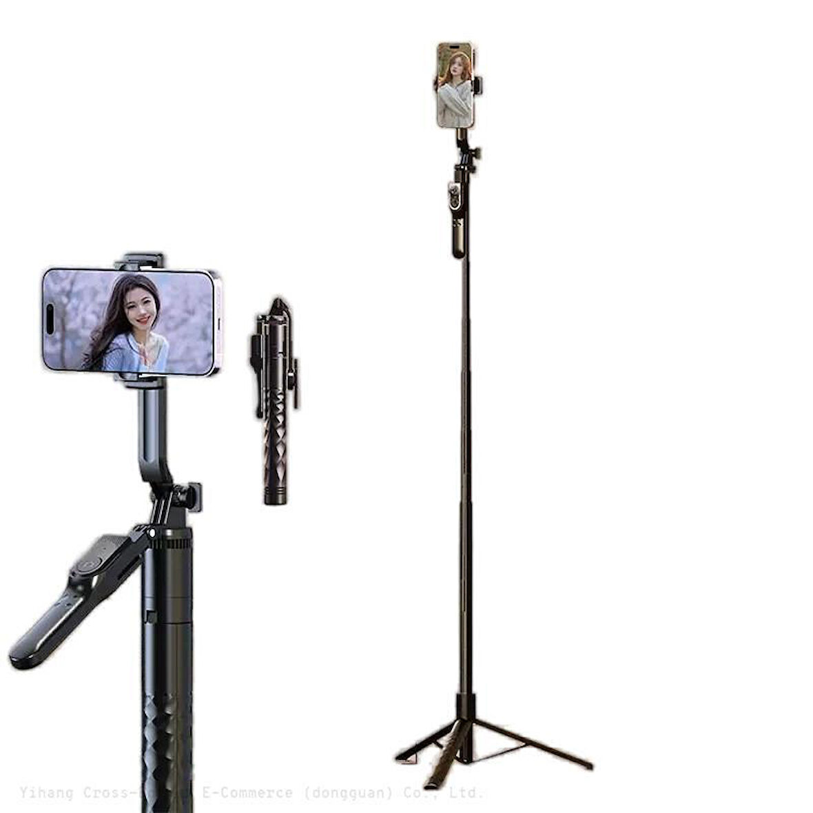 Uzaktan kumandalı 3 ayak trippod selfie çubuğu sabitleyici titreşim emici canlı yayın, çekim için