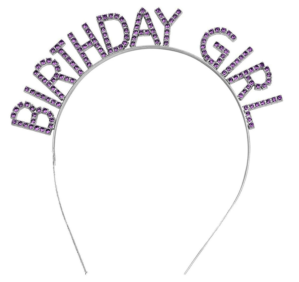 Mor Renk Kristal Taşlı Parlak Birthday Girl Yazılı Taç 16x17 Cm - Lisinya