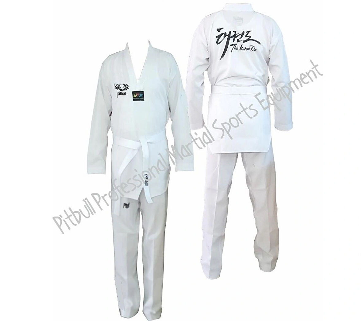 Beyaz Yaka Pitbull Taekwondo Elbisesi - Acemi Taekwondo Elbisesi - Tekvando Elbisesi - Acemi Dobok