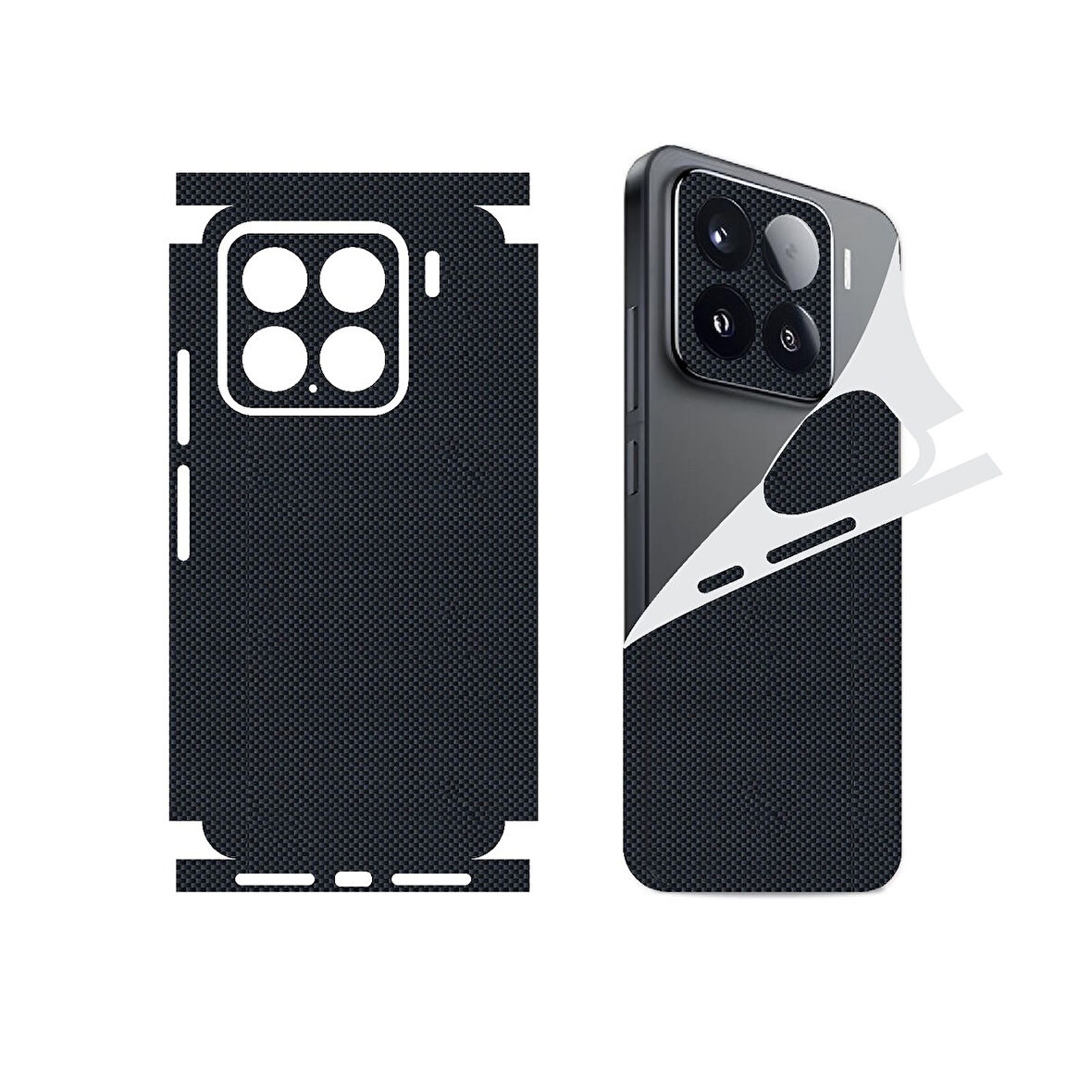 Xiaomi 15 Mi 15 için 360 full arka kaplama koruma sticker kılıfsız kullanım KARBON SİYAH