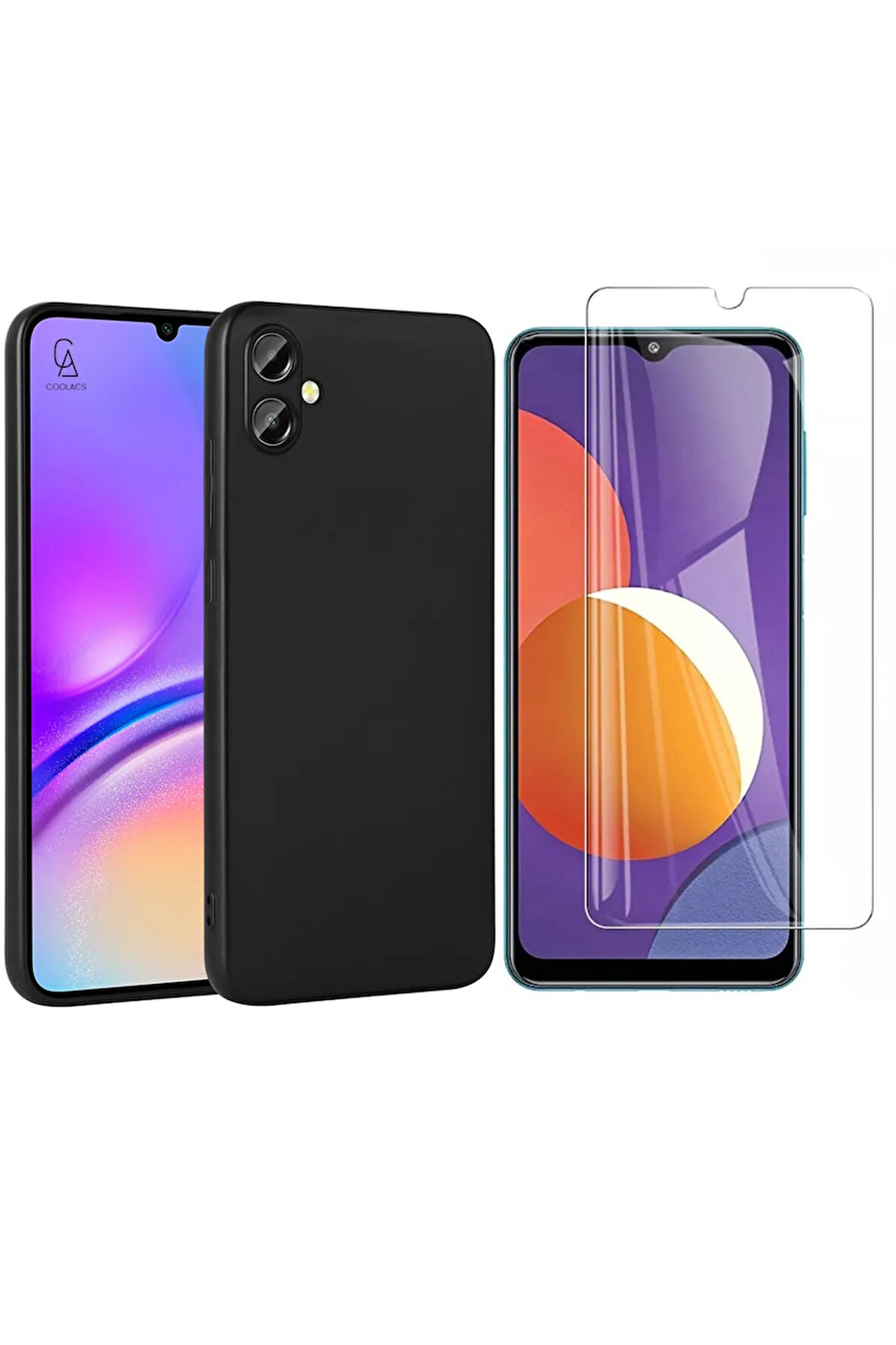 Samsung Galaxy A06 ile Uyumlu Kılıf Soft Yumuşak Telefon Kılıfı ve Temperli Cam Ekran Koruyucu