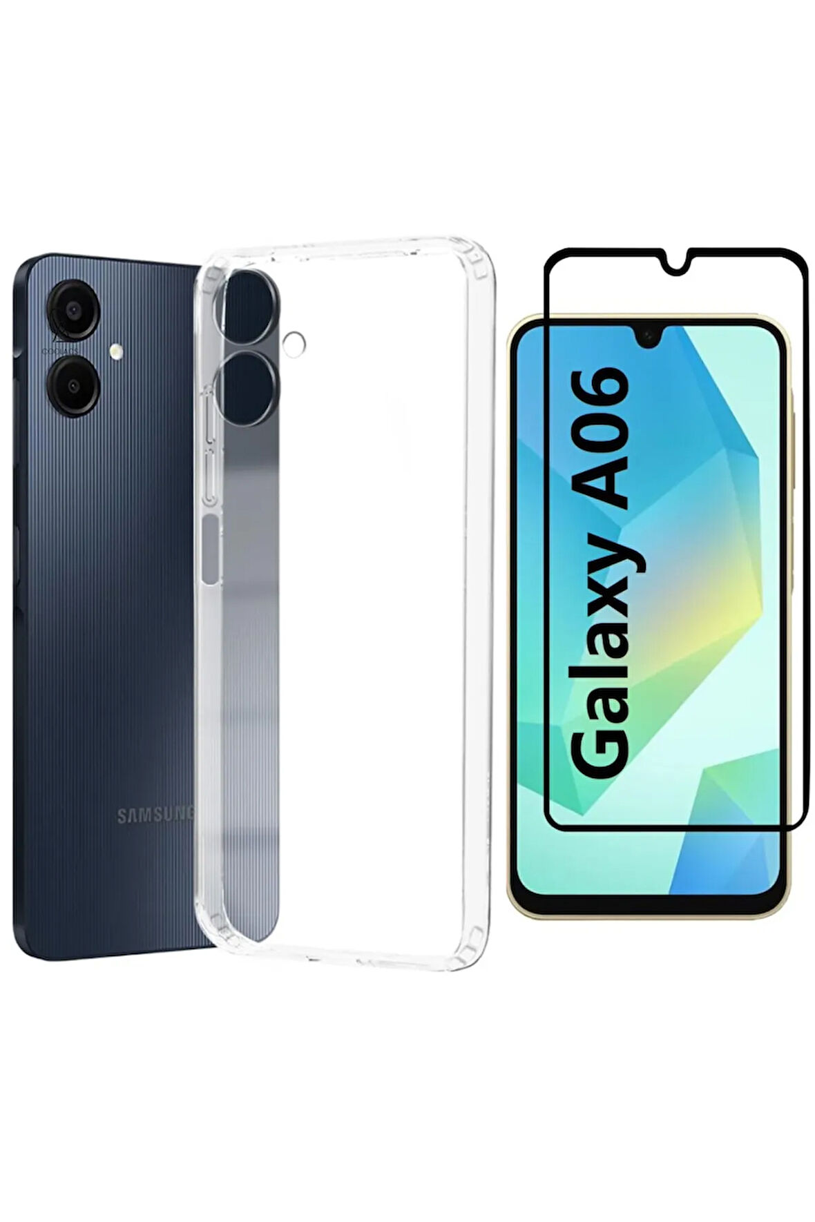 Samsung Galaxy A06 ile Uyumlu Telefon Kılıfı ve 5d Tam Kaplayan Cam Ekran Koruyucu