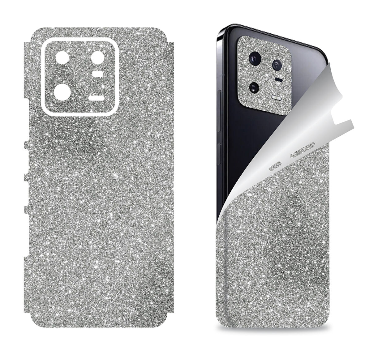 Xiaomi Mi 13 Lite için uyumlu 360 full arka ve yan kaplama koruma sticker SİMLİ GRİ