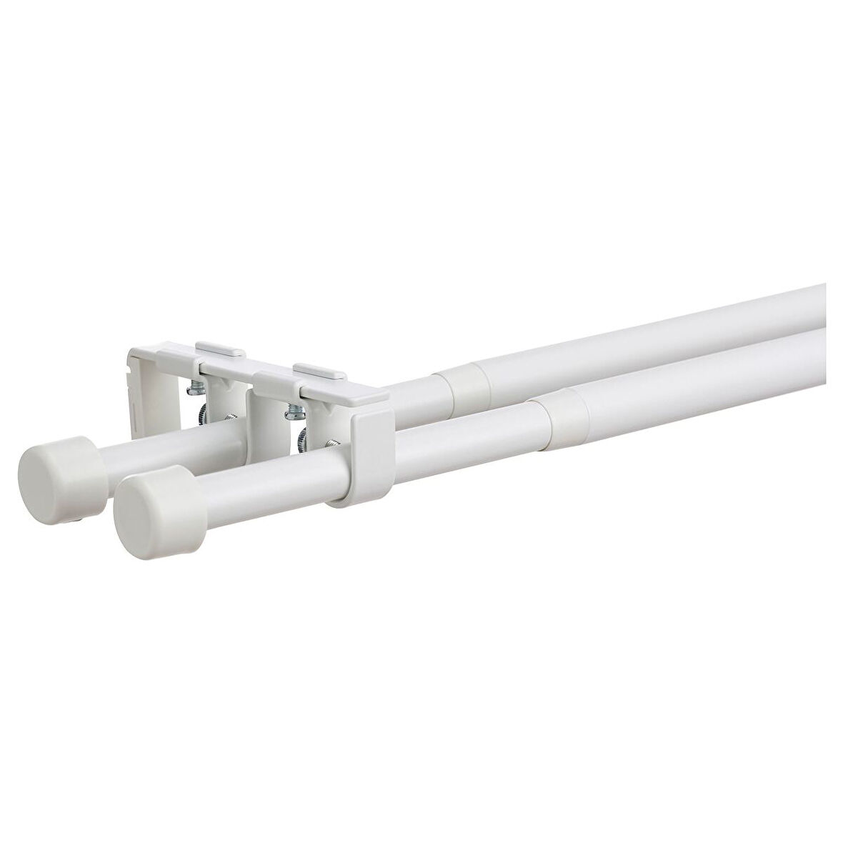 Perde çubuğu seti, beyaz, 120-210 cm 19 mm, ikili