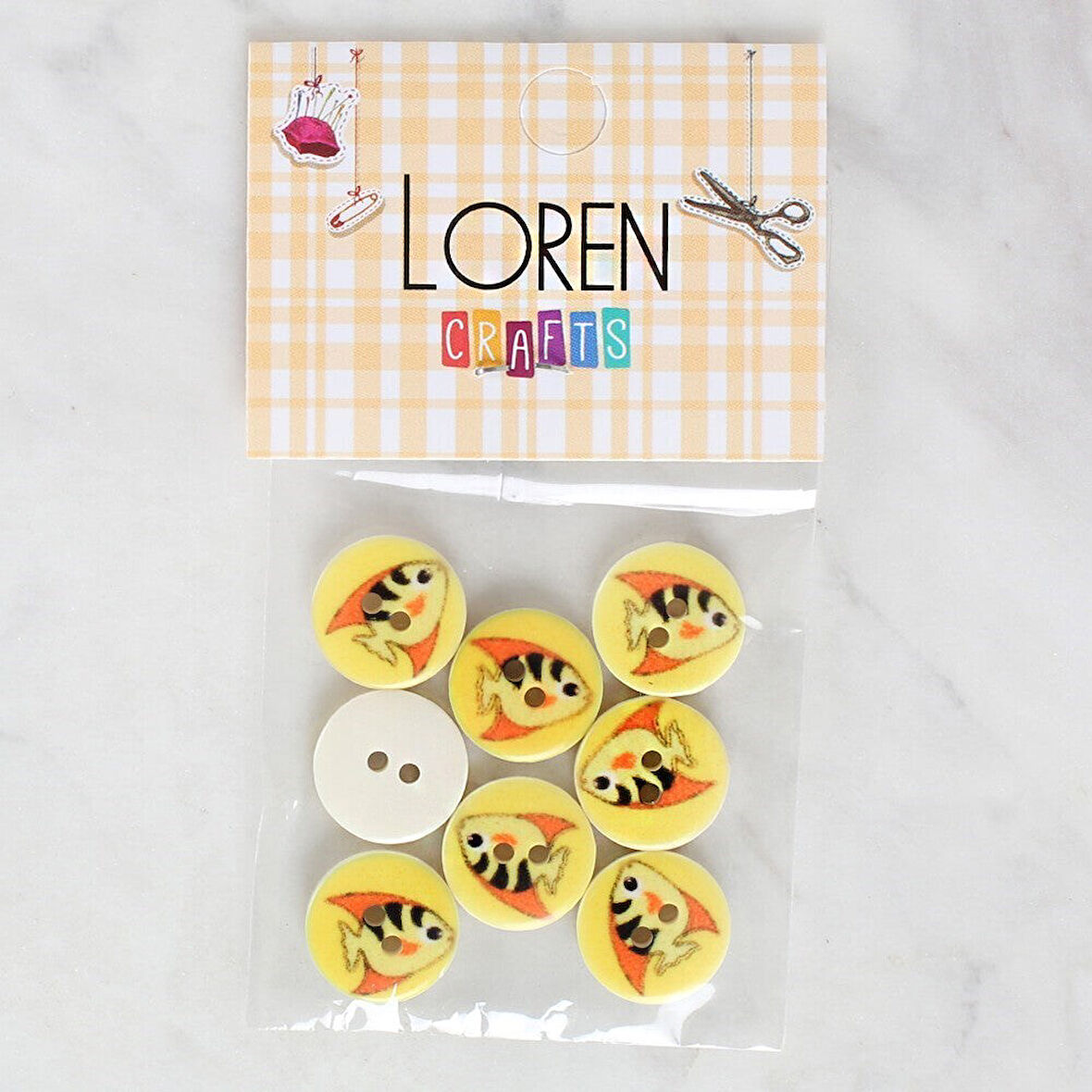 Loren Crafts 8'li Balık Düğme - 1165