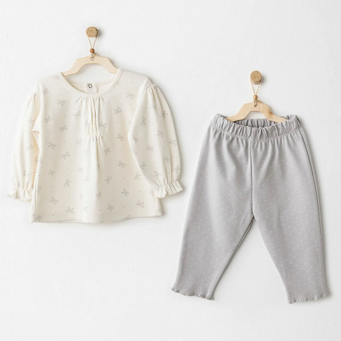 Andywawa AC26253 Baby Bow Bliss 2'li Takım Ekru