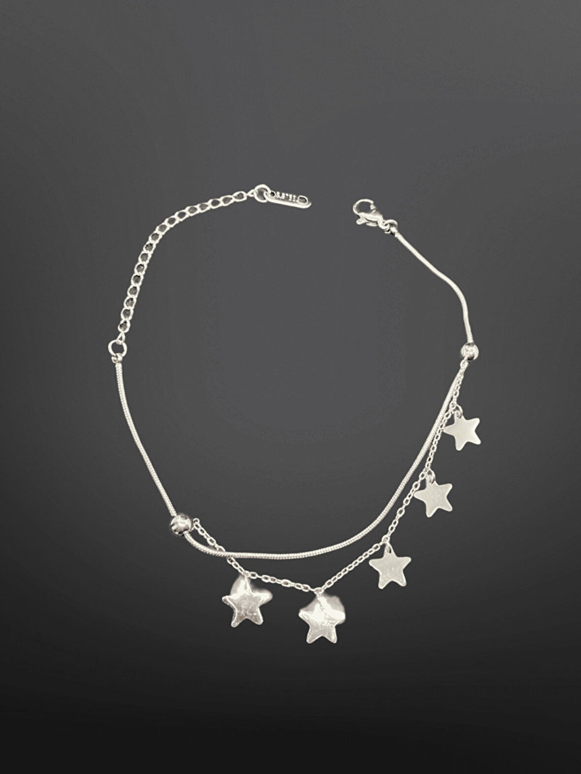 Gümüş Renk Yıldız Detaylı Katmanlı 316L Çelik Bileklik - Parlak ve Şık Yıldız Figürlü