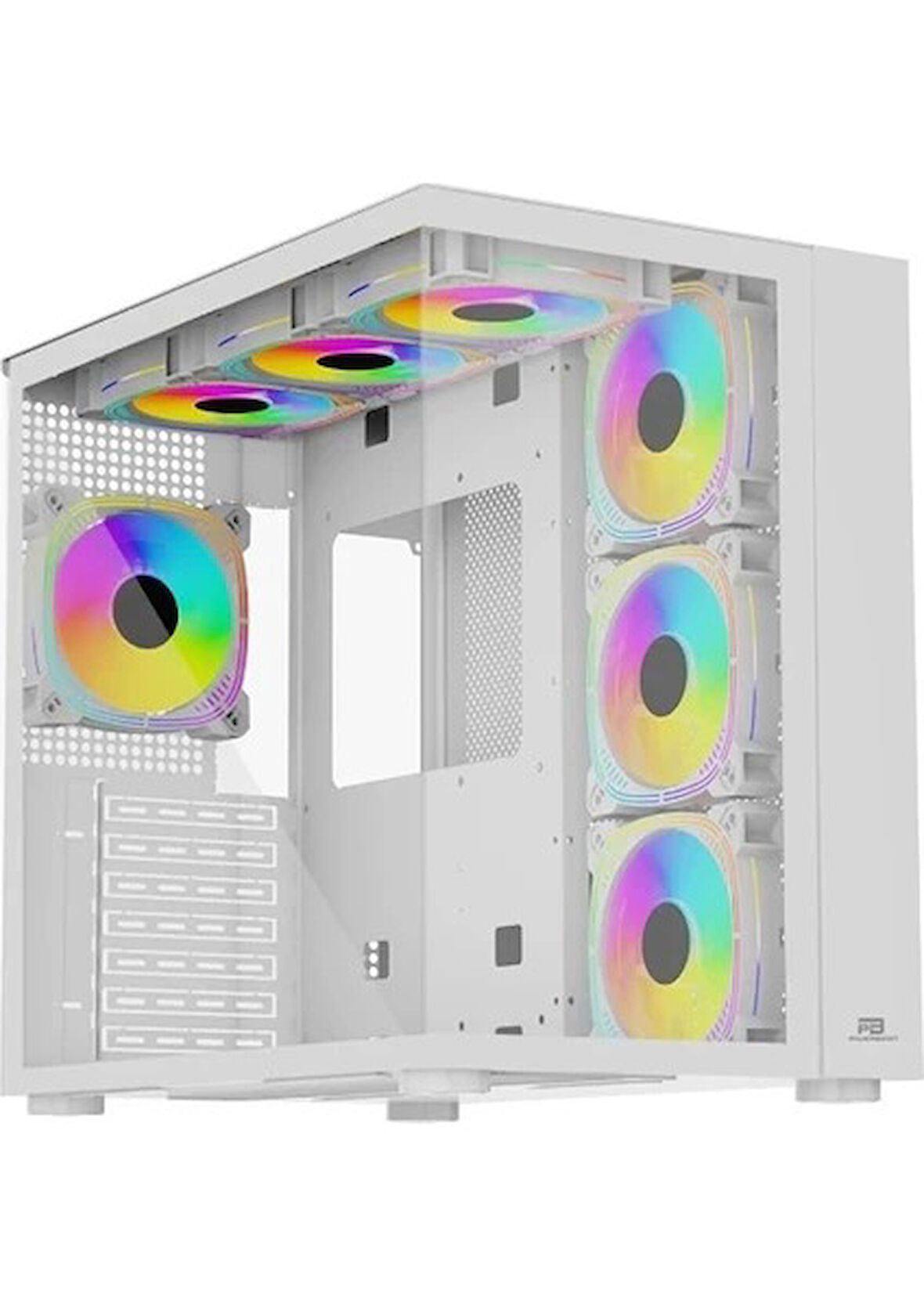 POWERBOOST PB-SS02W SEA VIEW JBST-PBSS02W USB 3.0 Mesh Beyaz 7X12CM RGB FAN GAMING ATX KASA