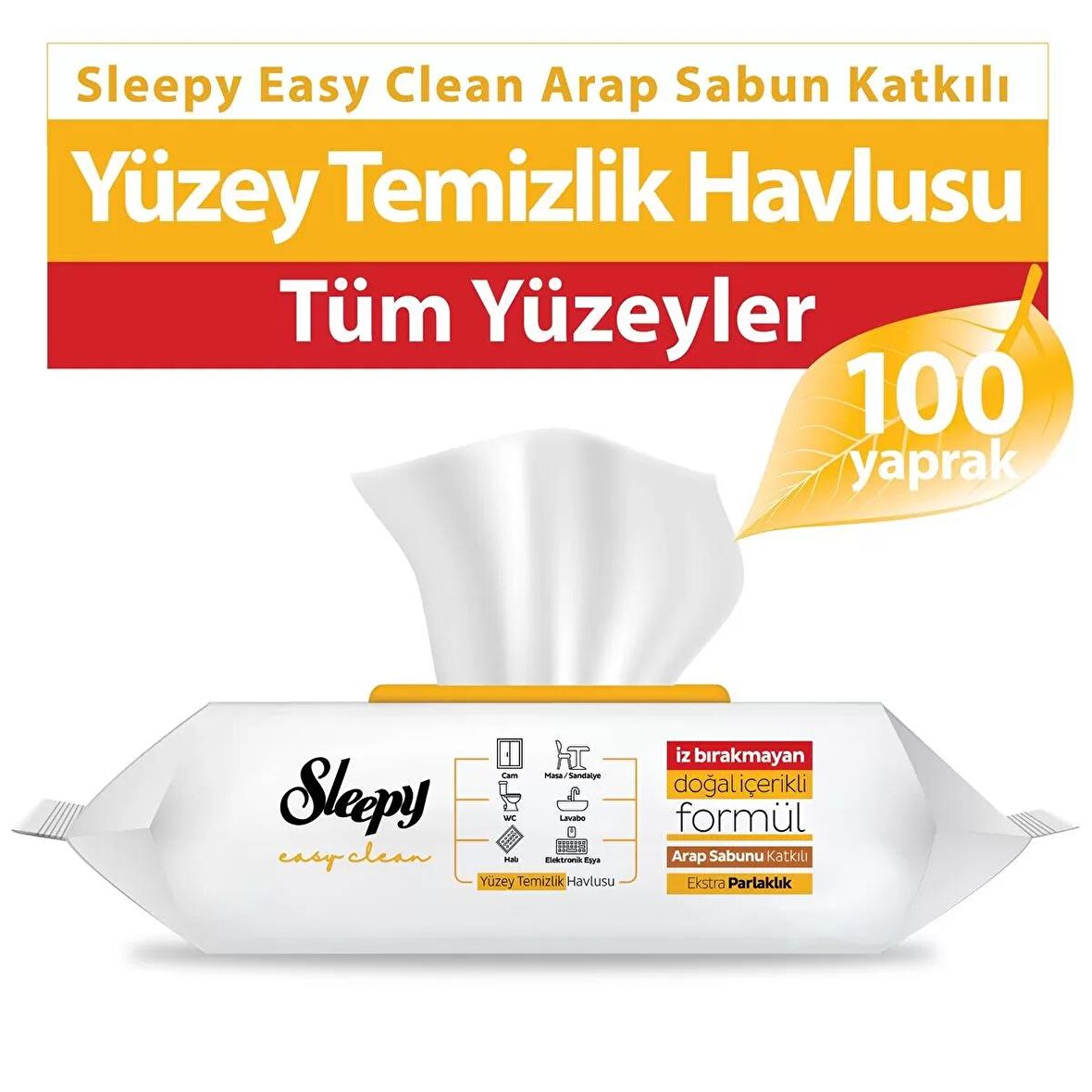 Sleepy Arap Sabunu Katkılı Yüzey Temizlik Havlusu 100 Adet 