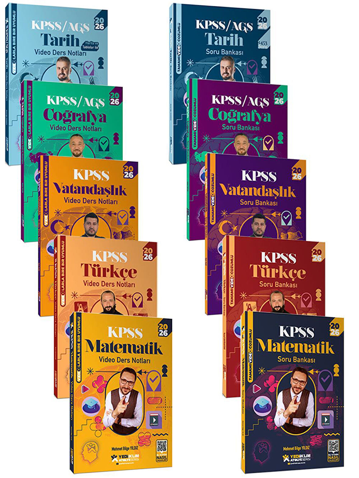 Yediiklim 2026 KPSS Atölye Serisi GY-GK Video Ders Notları ve Soru Bankası Full Set 10 Kitap