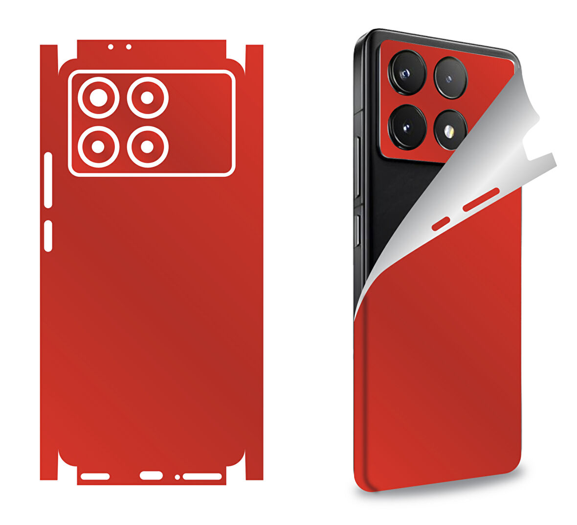 Xiaomi Poco F6 Pro için uyumlu 360 full arka kaplama koruma sticker - KIRMIZI