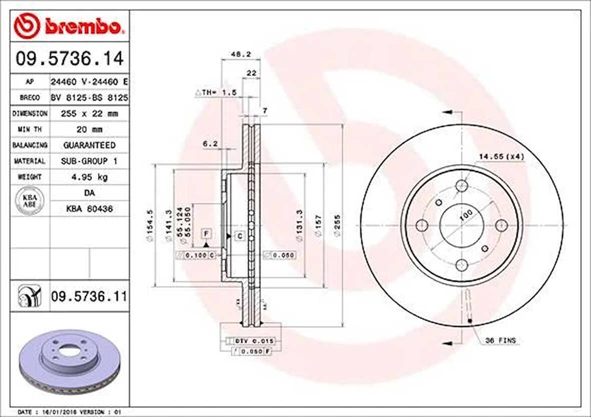 FREN DISKI ON HAVALI 255-4 - TOYOTA COROLLA 1993-2002 1.6-1.3 AE100-AE101 INJ. AE111 4351212550 (2 ADET)