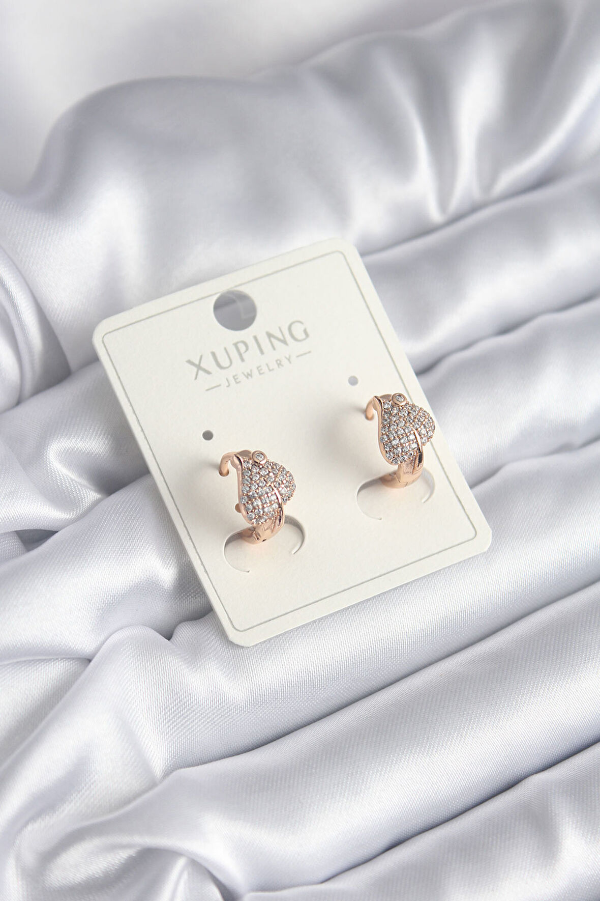 Xuping Model Zirkon Taşlı Yaprak Kadın Küpe - Lisinya