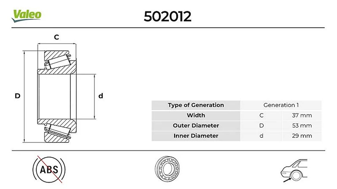 ARKA TEKER RULMANI FIESTA 5 2001-2008 FOCUS 1 1998-2004 FUSION 2002-2012 MAZDA 2 2003-2007 ABS 2S6J1A049AA D35026151C 98AX1A049AB