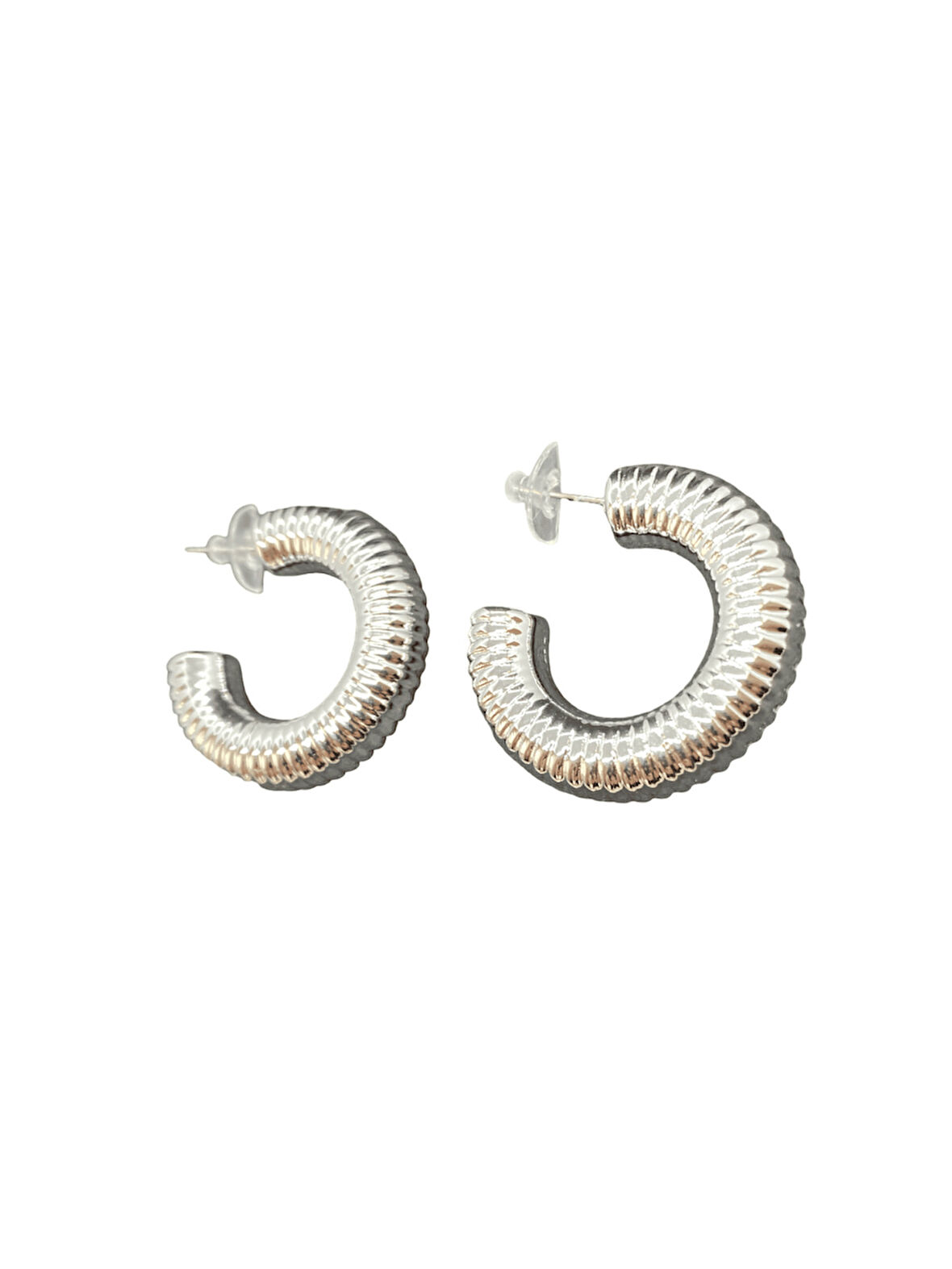 Dokulu Halka Model Parlak Gümüş Renk Şık 316L Hafif Çelik Küpe | Özel Günler, Modern ve Şık Tasarım