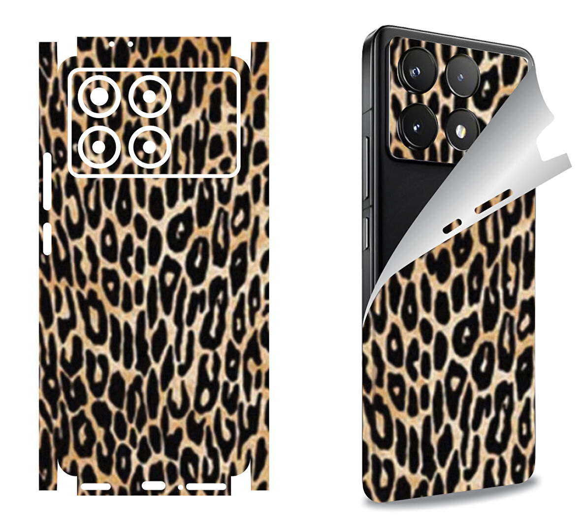 Xiaomi Poco C65 için uyumlu 360 full arka kaplama koruma sticker -KADİFE LEOPAR