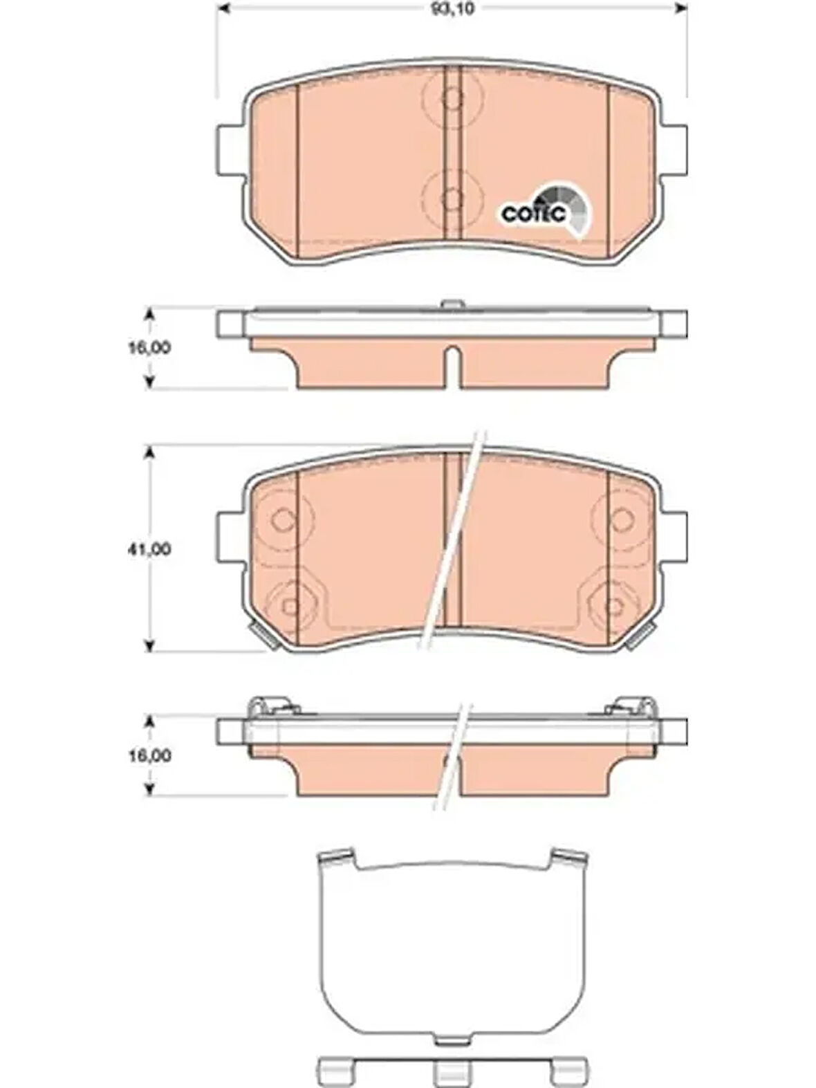 ARKA FREN BALATASI HYUNDAI ACCENT ERA 06- / I20 08-15 / I30 07-12 / IX20 10- / IX35 10- / SONATA