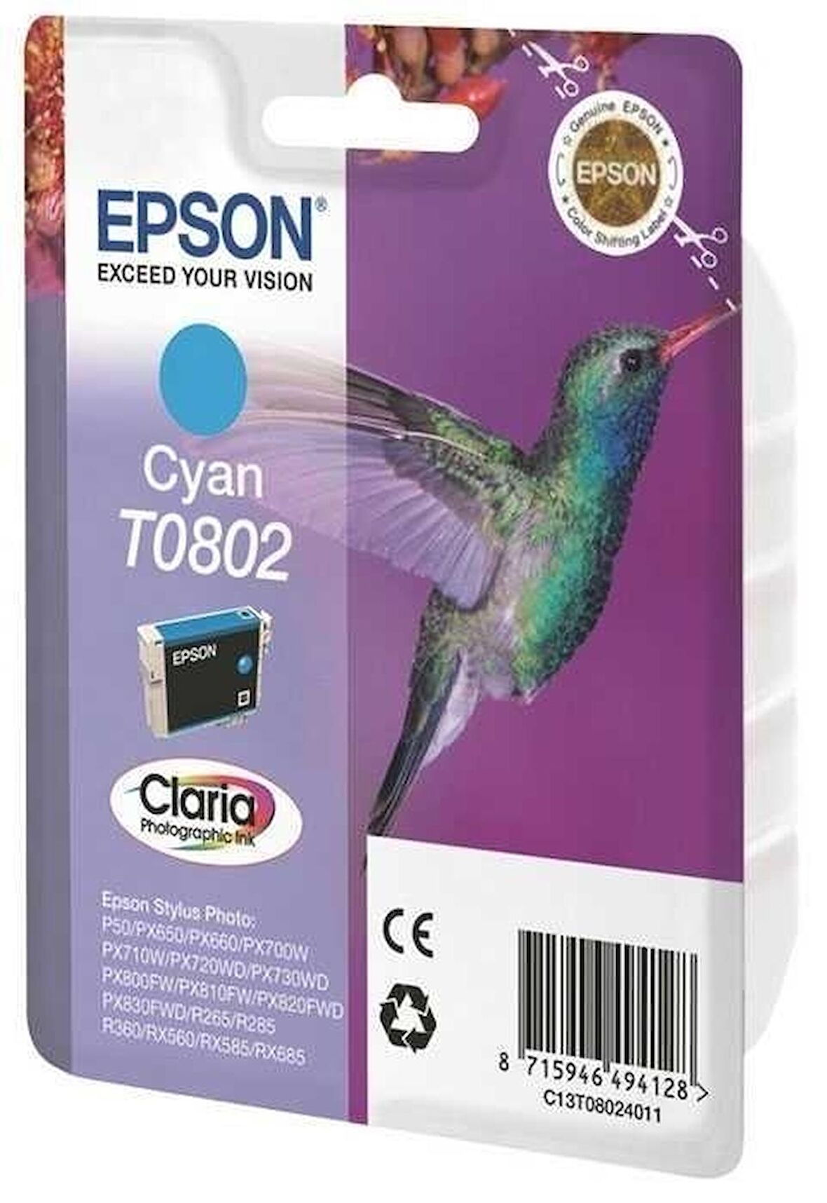 HPZR Epson T0802 C13T08024020 Orjinal Mavi Kartuş