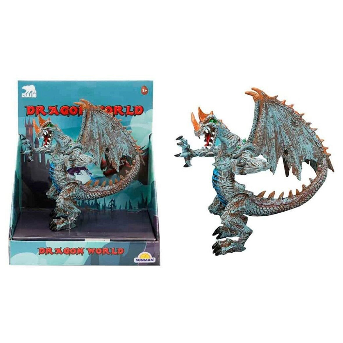 Standlı Ejderha Figürü  13 cm - Mavi