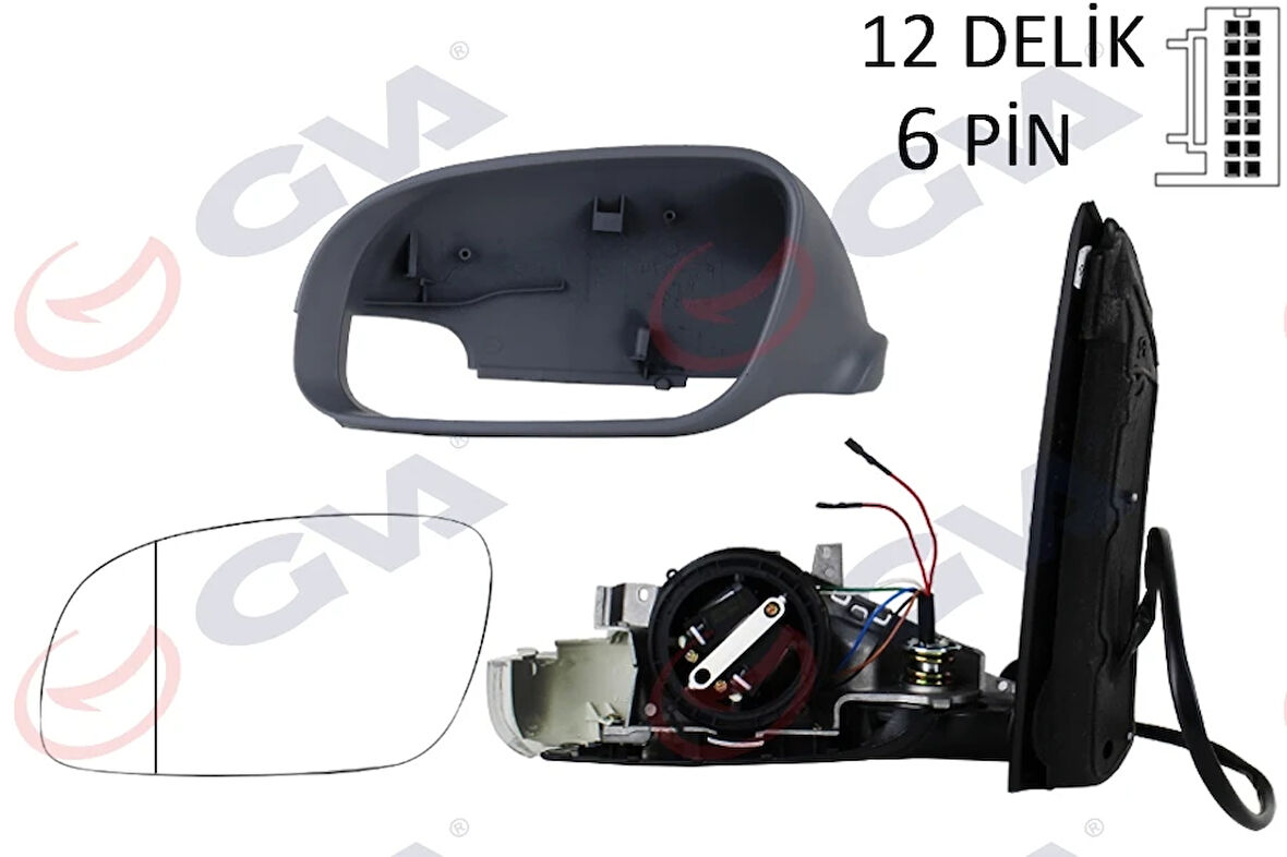 DIŞ DİKİZ AYNASI SOL TOURAN 2003 ELEKTRİKLİ ISITMALI SİNYALLİ ASTARLI ASFERİK 6 FİŞ VM-374EHPR 1T1857507F