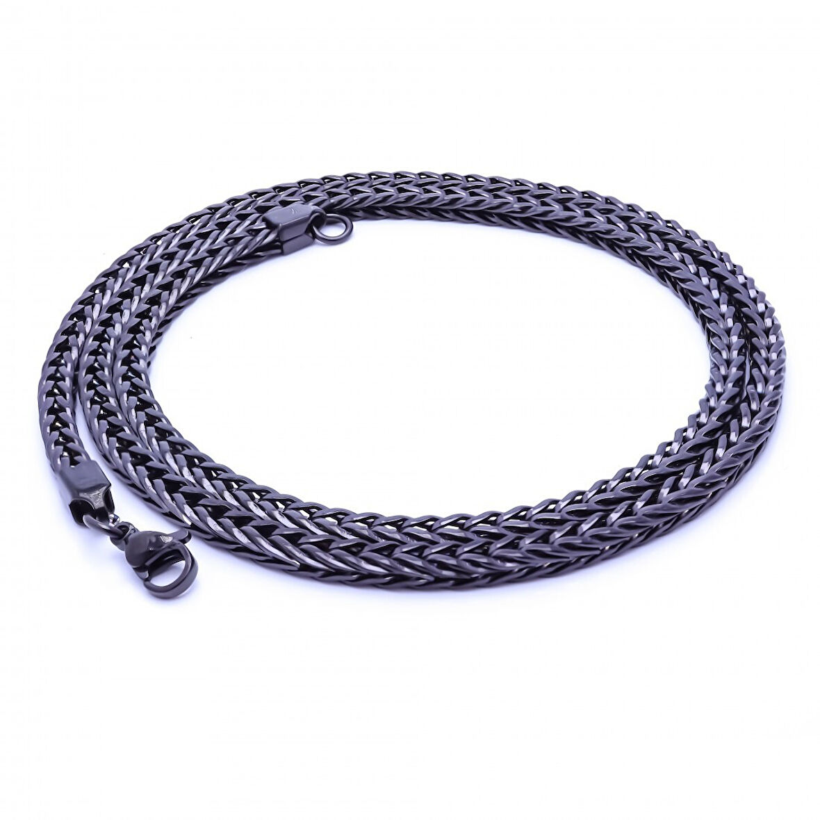  FM Oval Kral Bakla Örgülü Çelik Kolye 4Mm 3183CEK024 