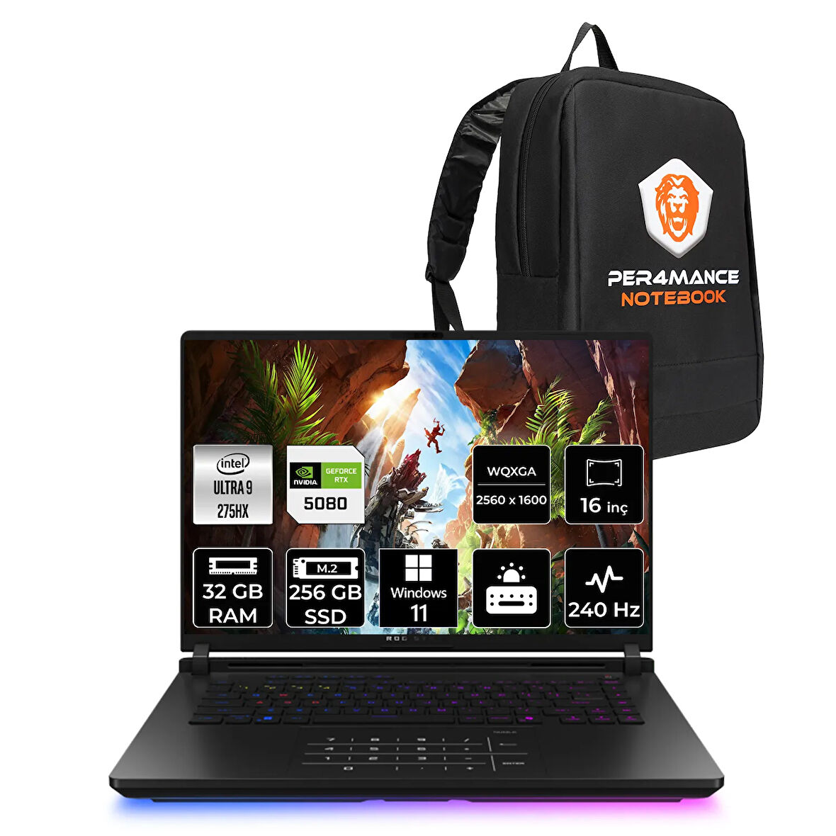 Asus ROG Strix G16 Ultra 9 275HX 32GB 256GB SSD RTX5080/16GB 175W 240HZ 16'' 2.5K W11H Gaming & PER4