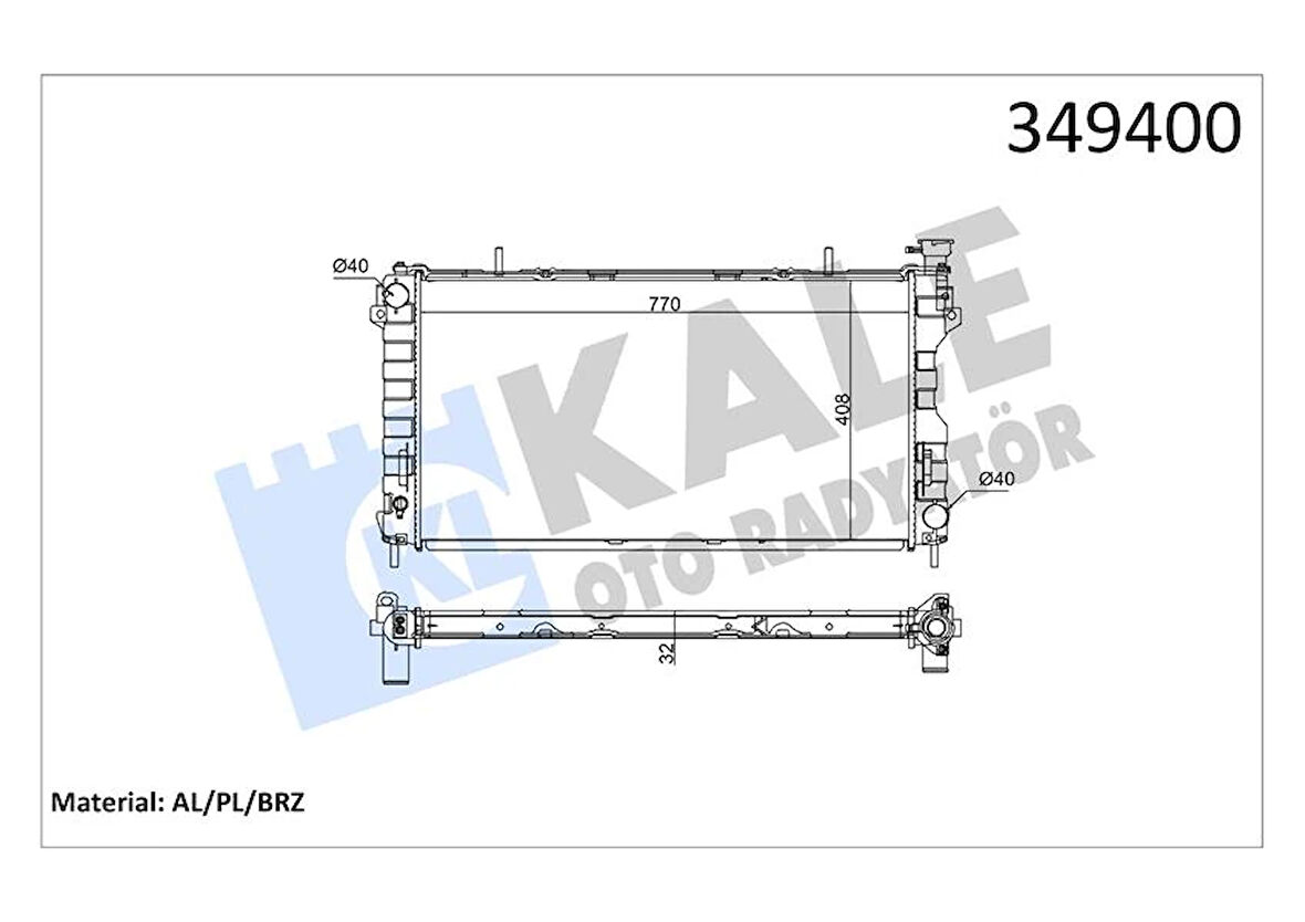 RADYATÖR CHRYSLER VOYAGER 4-DODGE CARAVAN 3.3 3.8 00<08 AT-MT AC-NAC BRAZING 770104081032 SU RAD YATÖRÜ 4809225 4809168AC 4809219AD
