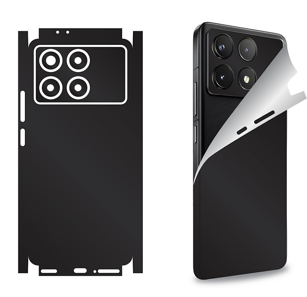 Xiaomi Poco C65 için uyumlu 360 full arka kaplama koruma sticker - MAT SİYAH