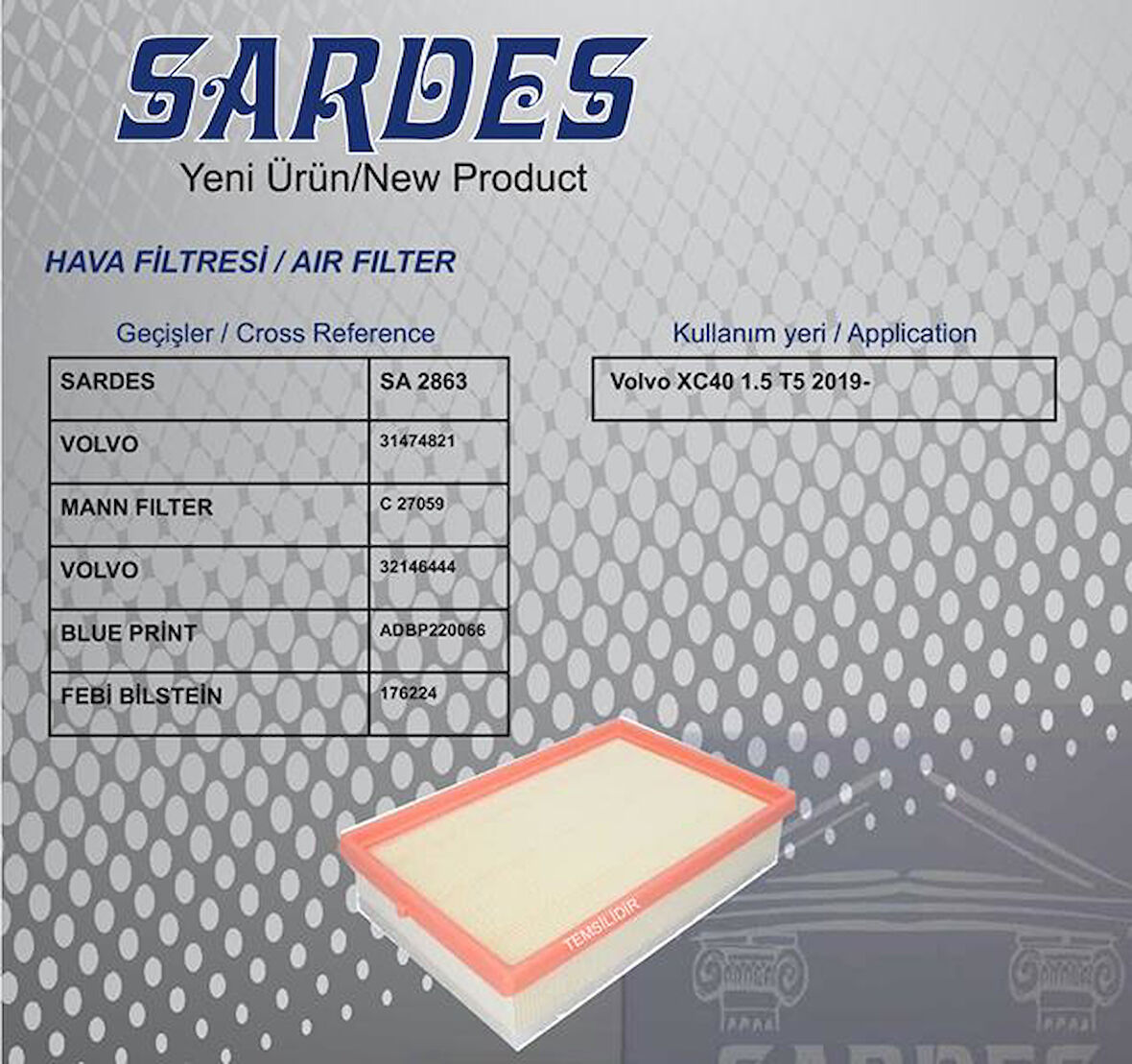 HAVA FİLTRESİ VOLVO XC40 T5 1.5 2019 31474821
