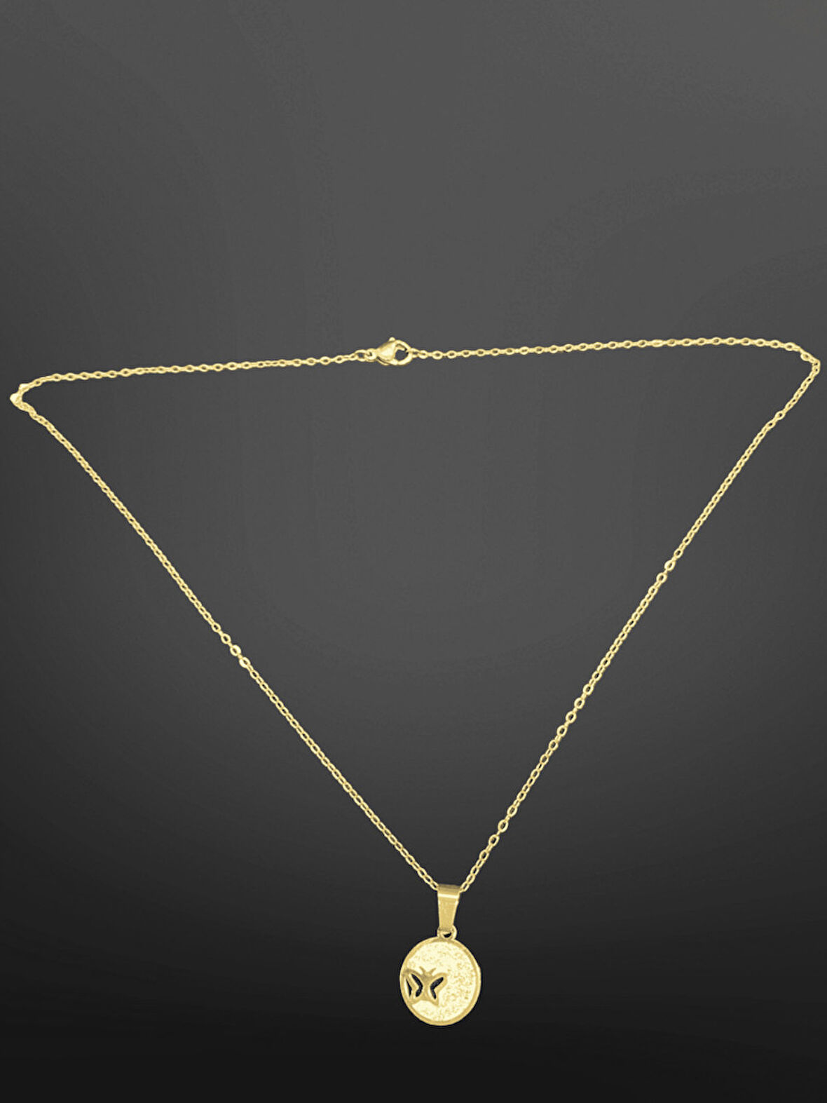 Gold Renk Modern Minimalist Kelebek Detaylı  316L Çelik Kolye | Özel Günler İçin Şık Tasarım