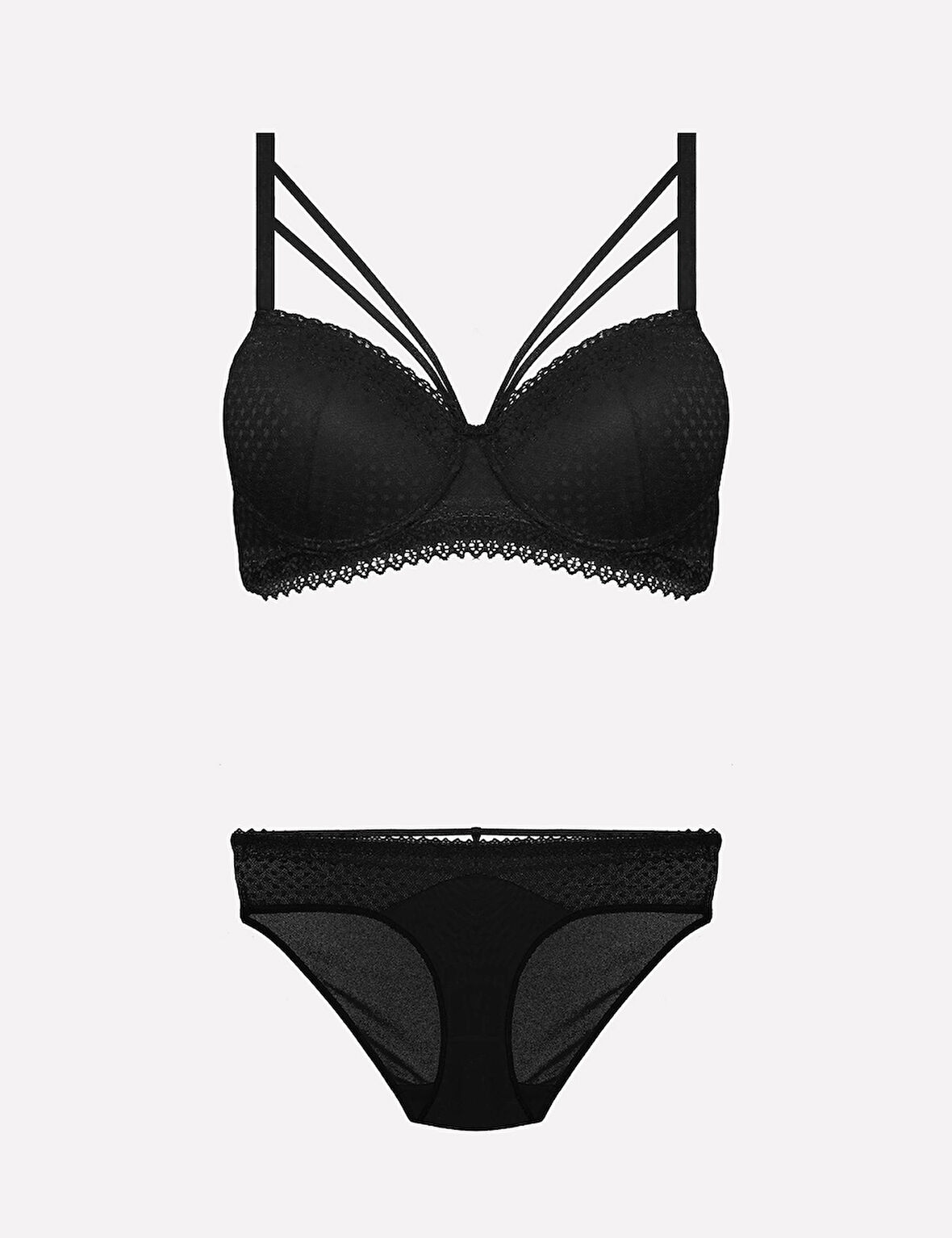 Nurteks 4310 Desteksiz Sütyen Takım - Siyah - 85B