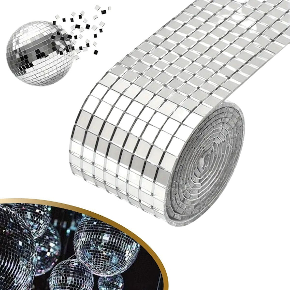 Gümüş Renk Aynalı Dekor Bandı Kendinden Yapışkanlı 1 Metre x 4 cm