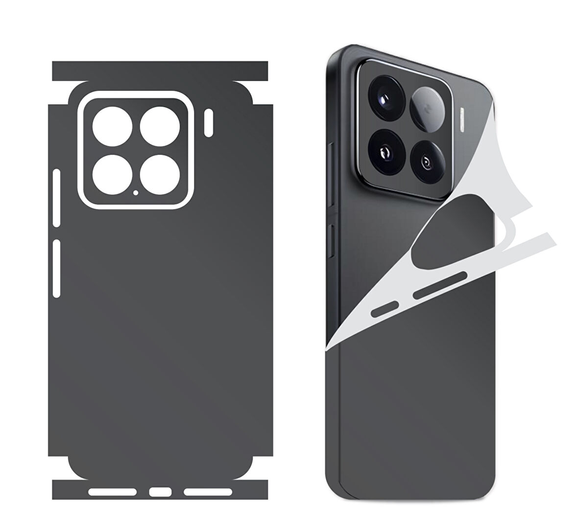 Xiaomi 15 Mi 15 için 360 full arka kaplama koruma sticker kılıfsız kullanım KOYU GRİ