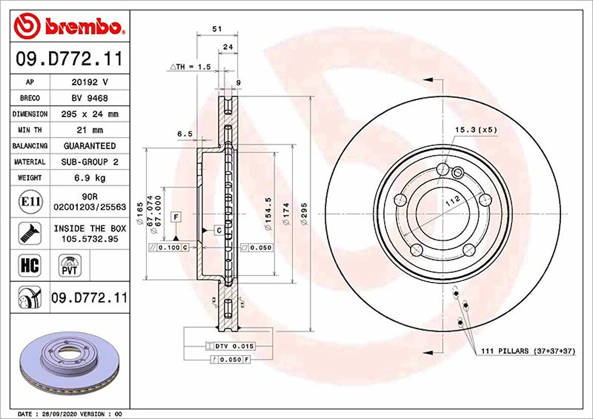 FREN DISKI ON MERCEDES W177 W247 C118 A2474210312 (2 ADET)
