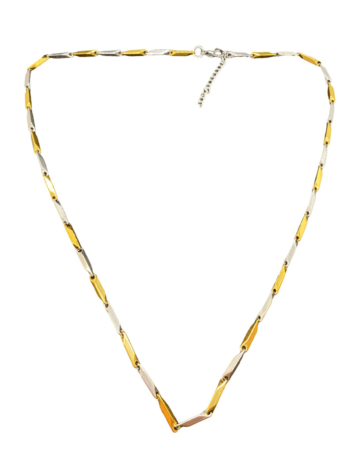 Altın & Gümüş Renk Baklava Dilim Model 316L Çelik Kolye | Modern ve Şık Tasarım