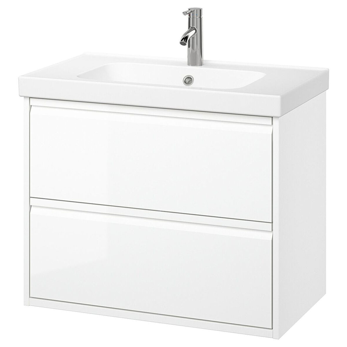 Lavabo dolabı kombinasyonu, parlak cila beyaz, 82x49x69 cm, DALSKAR batarya